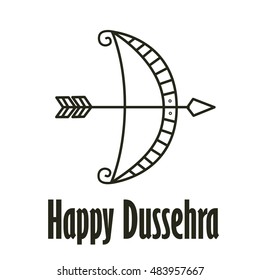  inscription Happy Dussehra festival Indian with bow and arrow