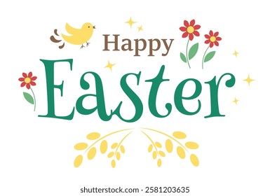 The inscription of a happy Easter cake on a white background. Poster, greeting card