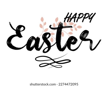 Die Inschrift Frohe Ostern, Kalligrafie auf weißem Hintergrund mit rosafarbenem Rosa. Design für Karten, T-Shirts, Flyer, Poster.