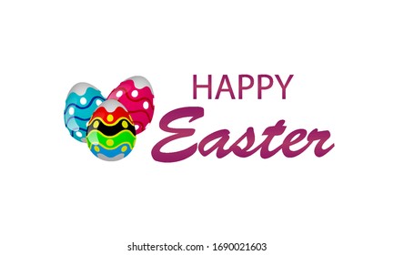 Inscription happy easter and easter eggs, vector art illustration.