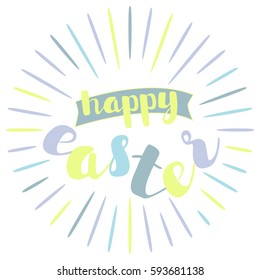 Inscription - happy easter . Lettering design. Handwritten typography. Vector