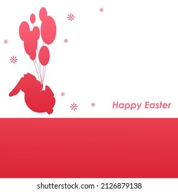 inscription happy easter with red easter background from bunny with balls