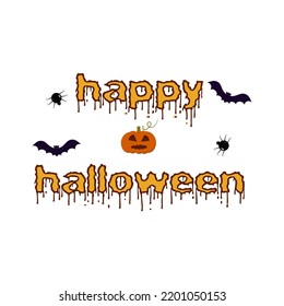 the inscription happy Halloween on a white background in yellow letters can be used for banners posters posters