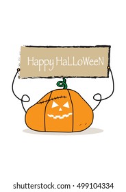 inscription Happy Halloween, pumpkin, vector illustration