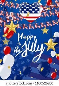 Inscription Happy independence day on usa flag.