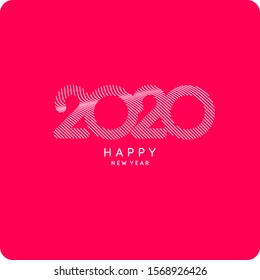 The inscription Happy New Year 2020. Vector illustration in flat simple style.
