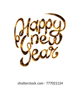 the inscription of a happy new year in gold sequins