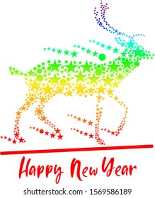 Inscription Happy new year, with the image of Santa Claus. Poster, flyer for winter party. Vector image.