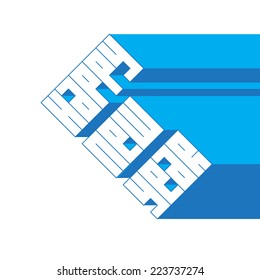 Inscription Happy New year with long shadow, vector minimalistic card