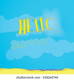 The inscription "Hello Summer" with the sun in the form of a letter O