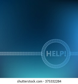 The inscription - Help. Molecular lattice. Structural mesh of polygons on a white background. Polygonal design style letterhead and brochure.
