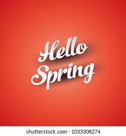 Inscription hi spring on a red background