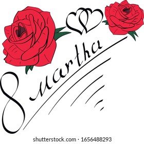 inscription in honor of the women's holiday . March 8 . written by the author's hand with decorative elements .perfect for both print and design .