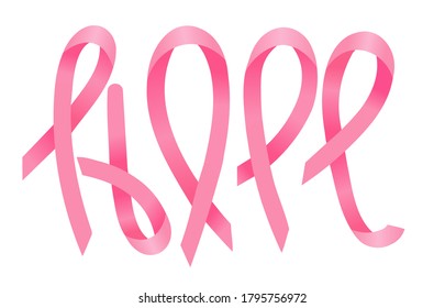 inscription - hope - made up of pink ribbons. support for women with breast cancer. Breast Cancer Awareness Month. Lettering from the word - hope