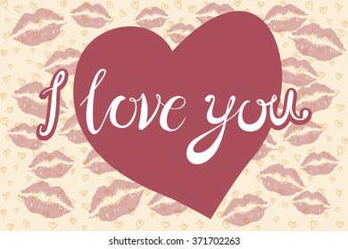 The inscription "I love you" in the shape of a heart, drawn by hand. Lettering. Vector. art