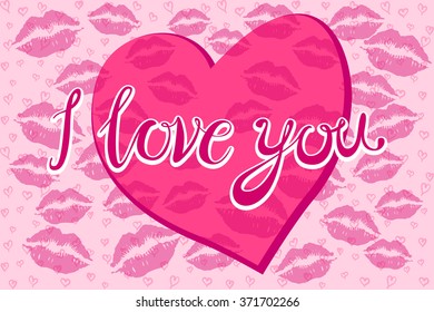 The inscription "I love you" in the shape of a heart, drawn by hand. Lettering. Vector. art