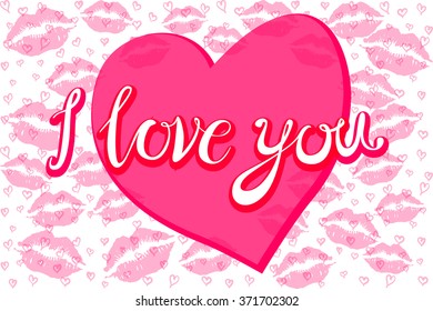 The inscription "I love you" in the shape of a heart, drawn by hand. Lettering. Vector. art