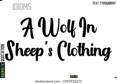 Inscription Idiomatic Expression Typography Lettering- A Wolf In Sheep's Clothing