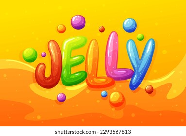 The inscription is jelly in the form of a bright colored candy. Bright children inscription. Vector illustration