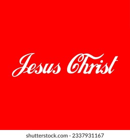 The Inscription JESUS CHRIST In A Font That Mimics The Font Of A Popular Brand For Printing On 
A Red T-shirt