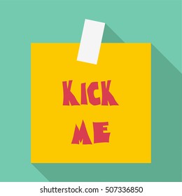Inscription kick me icon. Flat illustration of inscription kick me vector icon for web