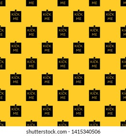 Inscription kick me pattern seamless vector repeat geometric yellow for any design