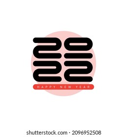 Inscription in korean style. Original new years Greeting card. Happy New Year 2022. Cover of calendar or business diary. 20 22.