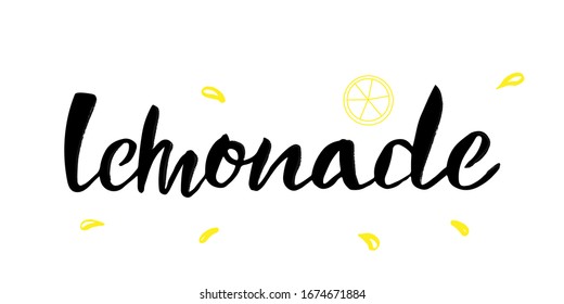 the inscription is lemonade. Vector lettering, handwritten font. The inscription for the menu, window dressing, printing on the packaging.