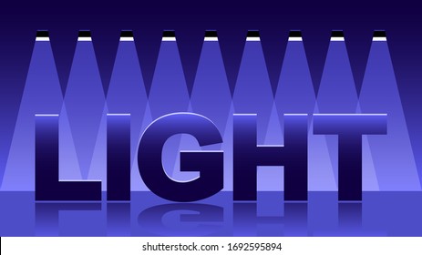The inscription "LIGHT" on a violet background with backlight.