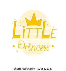 inscription little princess and crown vector print