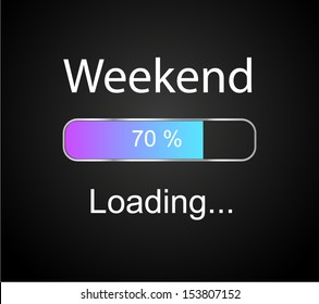 inscription "loading Weekend" vector concept illustration background 