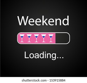 inscription "loading Weekend" vector concept illustration background 