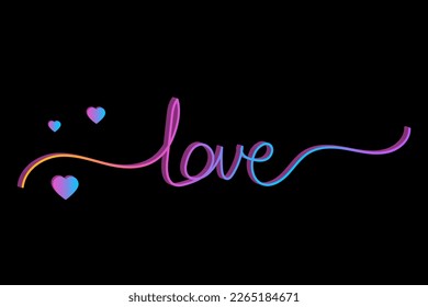 Inscription love black background. Vector illustration.