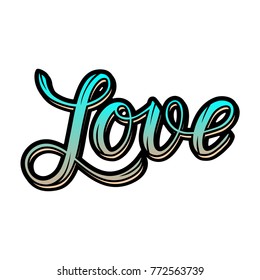 The inscription "Love" for the design. Vector inscriptions for postcards, banners, websites.