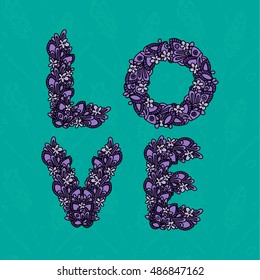 inscription love lavender flowers