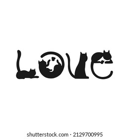 The Inscription LOVE Made Of Cats. Lettering For A T-shirt