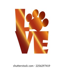 The inscription Love with a paw. The file can be used for cutting. Valentine's Dog Quotes