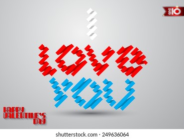 Inscription I love you of colored paper on a gray background