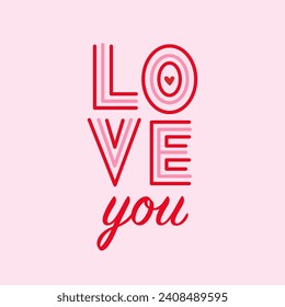 Inscription I love you. Greeting card. Valentine's Day Valentine's day. Vector graphics