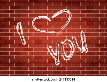 Inscription I love you on the wall