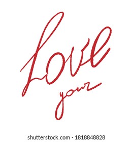 Inscription love you painted with watercolors. vector illustration on white background