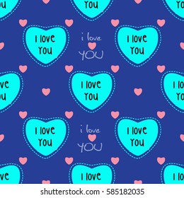 inscription - I love you, seamless, vector, Valentines Day, heart