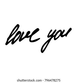The inscription love you vector illustration. Doodle style. Design, print, logo, decor, textile, paper.