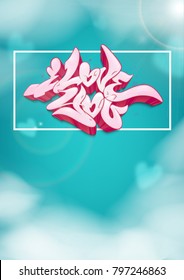 The inscription I love you. Vector illustration love greeting card with hearts for Valentine s day. A beautiful graffiti inscription. Vector illustration.