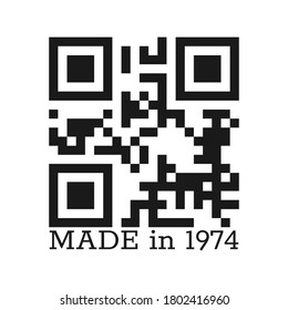  inscription was Made in 1974gs. Vector illustration isolated on a white background.

