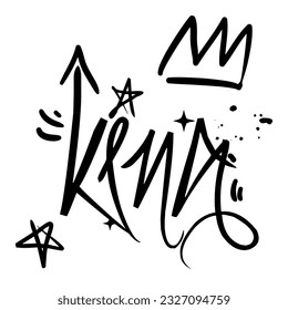 The inscription is made in a modern graffiti style. The inscription is King. Fashionable vector isolated illustration on a white background. Street inscriptions with marker with details