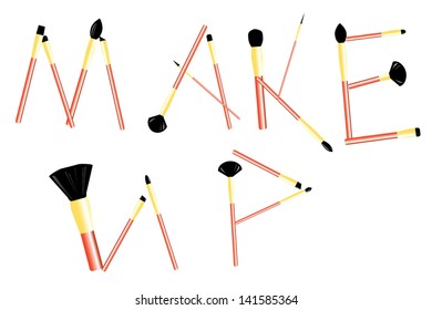 inscription "Make up" from brushes