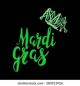 Inscription Mardi Gras. Lettering, calligraphy. Vector. Could be used for Mardi Gras cards, invitations.