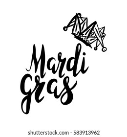 Inscription Mardi Gras. Lettering, calligraphy. Vector. Could be used for Mardi Gras cards, invitations.