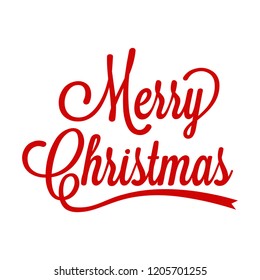Inscription Merry Christmas. Hand calligraphy. White background.